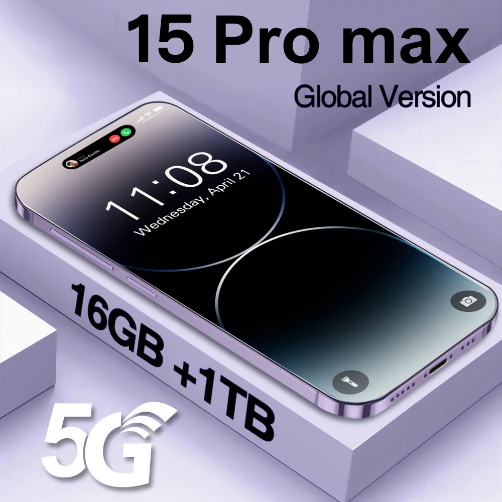 

I15 Pro Max смартфон с 5,5-дюймовым дисплеем, ОЗУ 16 ГБ, ПЗУ 1 ТБ, Android