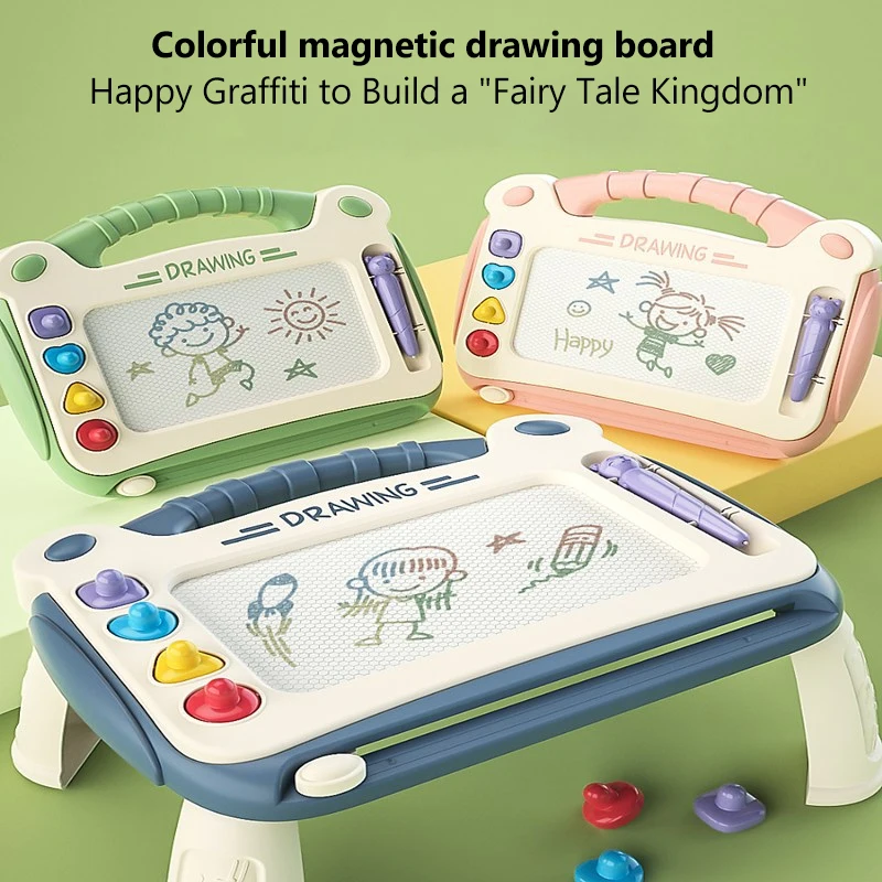 

Kids Fun Painting Colorful Magnetic Graffiti Board Drawing Preschool Toys With Table Legs Erasable Writing Board Early Education