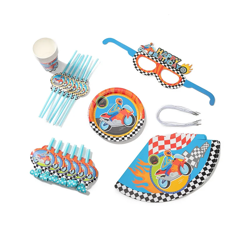 CHEEREVEAL мотоциклетная тема для мальчиков семейный набор одноразовая тарелка чашка