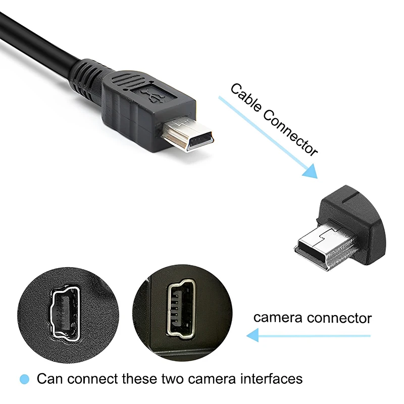 Фото Мини 5P USB кабель для передачи данных шнур провод для Canon EOS 1100D 1200D 2000D IFC-300PCU SX130 ZR950 №1