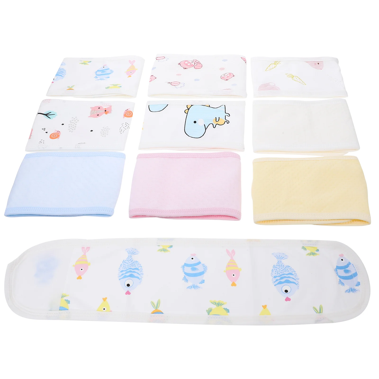 

10Pcs Infant Belly Bands Cotton Umbilical Cord Cartoon Newborn Navel Belt for Protection Abdomena