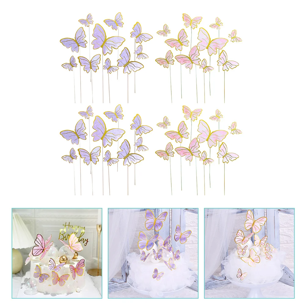 

200pcs Butterflies Cupcake Picks Adorable Durable DIY Cake Decoration Dessert Insert Topper for Wedding Birthday Dessert