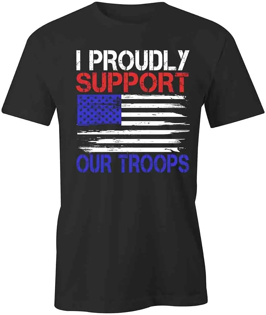 tułowia wsparcie naszych wojska T-Shirt | Черные футболки с принтом рисунком