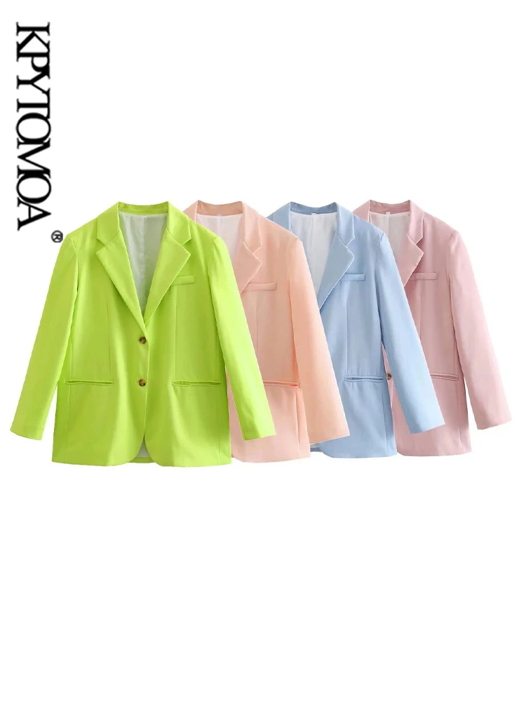 

Женский свободный Блейзер KPYTOMOA, модное винтажное пальто на пуговицах спереди с длинными рукавами и карманами, верхняя одежда, шикарная женс...