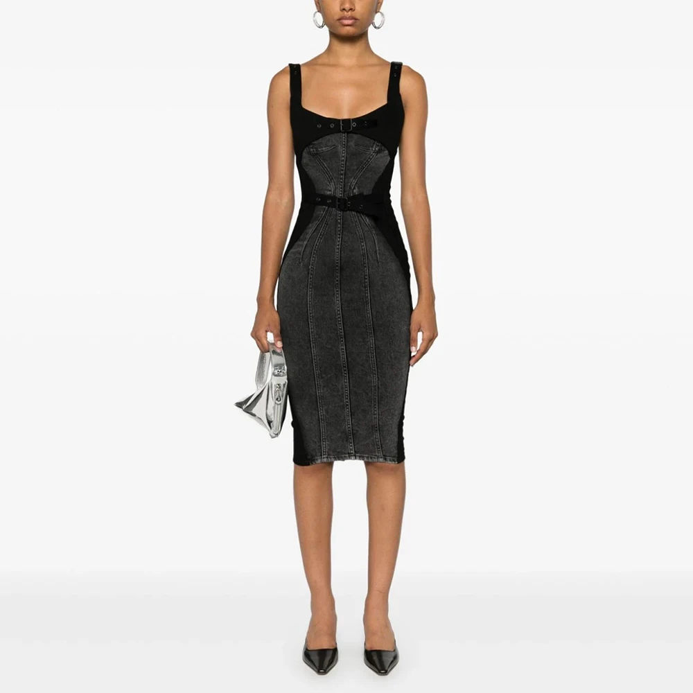 Женская джинсовая юбка из смеси хлопка темпераментная облегающая элегантная для