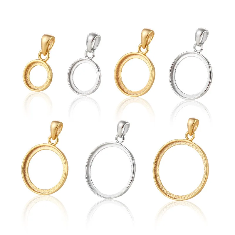 8mm-20mmS925 Sterling Silver Necklace Pendant Empty Holder Suitable For Inlaying Wax Round Pendant Empty Holder DIY Accessories