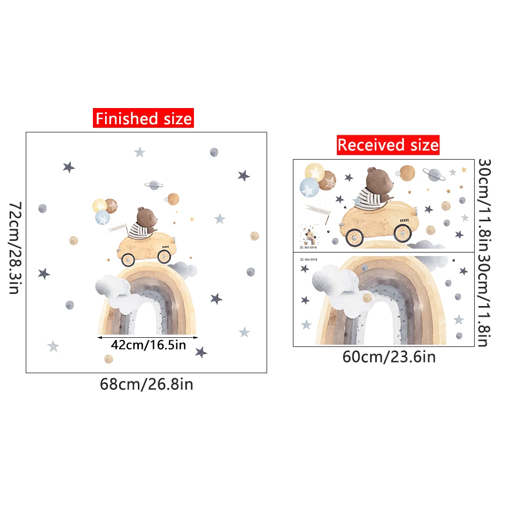 

Наклейки На Стену С Мультяшным Медведем На Радужной Дороге, Декоративные Наклейки Из ПВХ Для Детской Комнаты, Спальни
