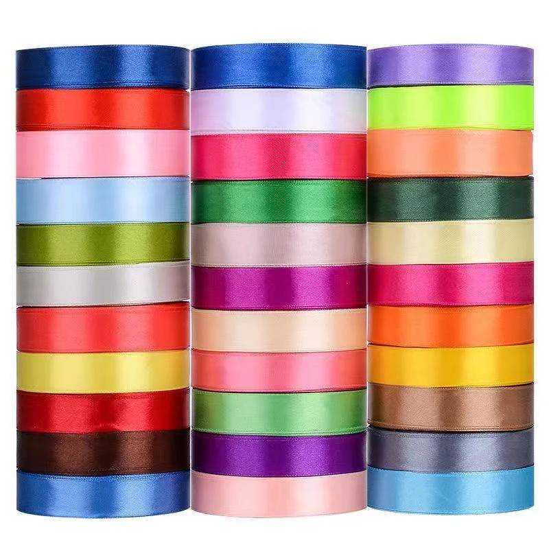 

Однотонная атласная лента для свадебной вечеринки, 2 см, 22 м