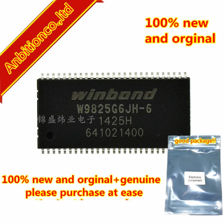 

5pcs 100% new and orginal W9825G6JH-6 TSOP54 16Mx16 4 M x 4 BANKS x 16 BITS SDRAM in stock