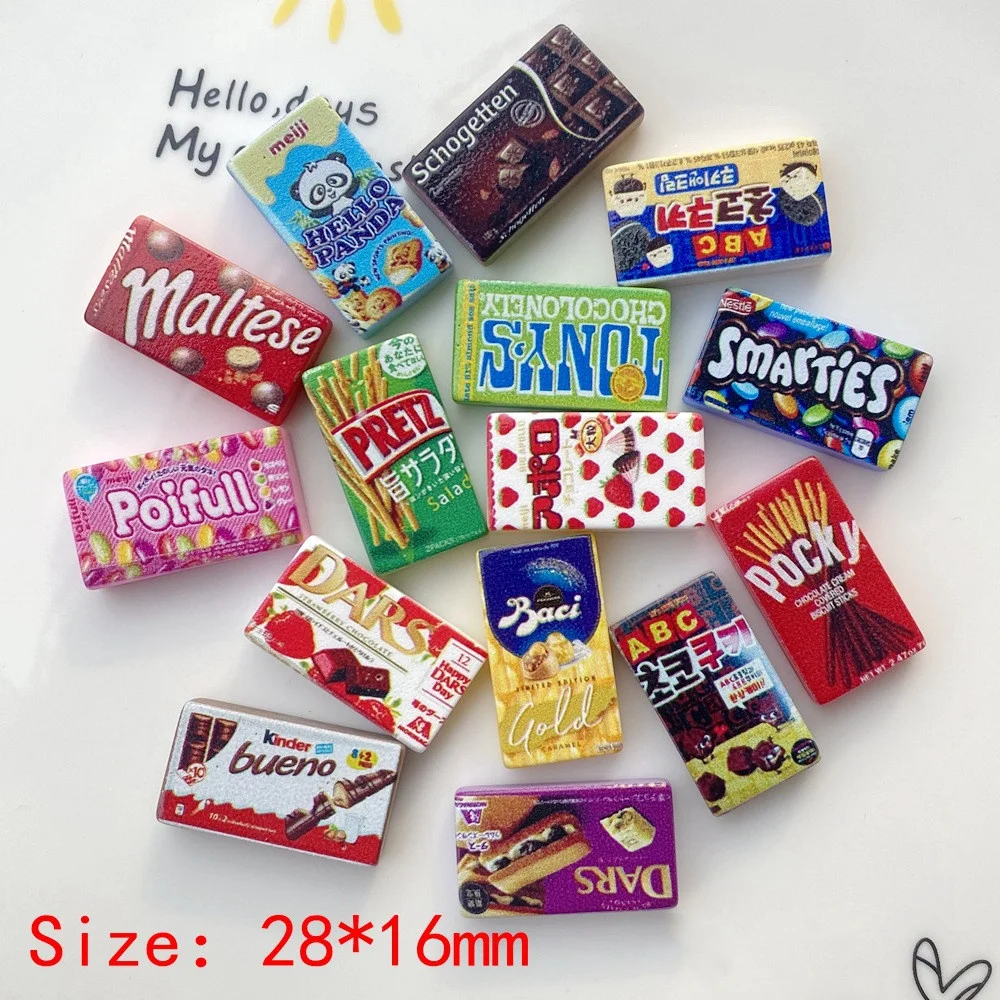 20Pcs Simulation Chocolate Box Resin Flat Back Phone Decor Patches Fun Earrings Hairpin Jewelry Making DIY Ornaments Accessories -
