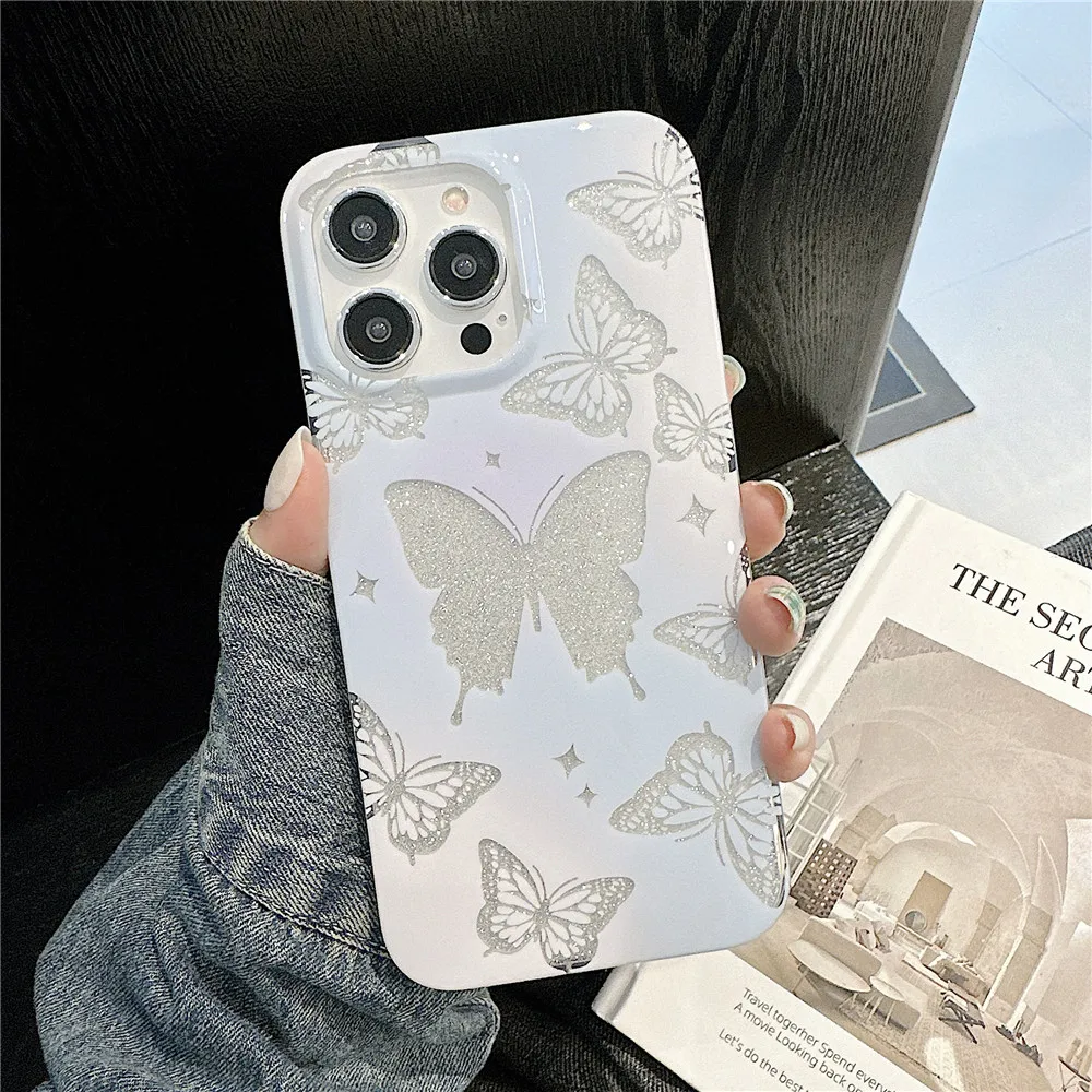 

Lovebay Luxury Glitter Butterfly Case For iPhone11 12 13 14 Pro Max Soft Camera Lens Protective Shockproof Silicone Bumper Cover