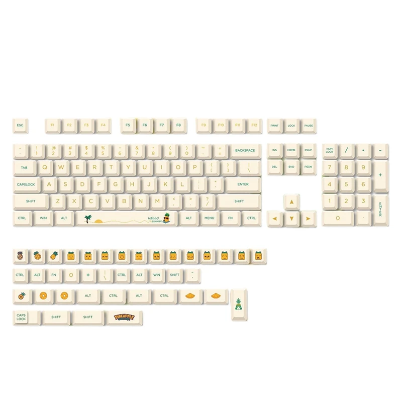 

144 Keys XDA Profile PBT Keycaps Pineapple Theme Key Caps Set Custom DIY Keycap For Mechanical Gaming Keyboard