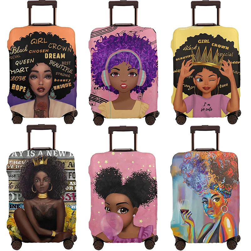 African American Black Girl Travel Luggage Cover, Afro Women Graffiti Washable Suitcase Protector Suitcase Cover Baggage Covers