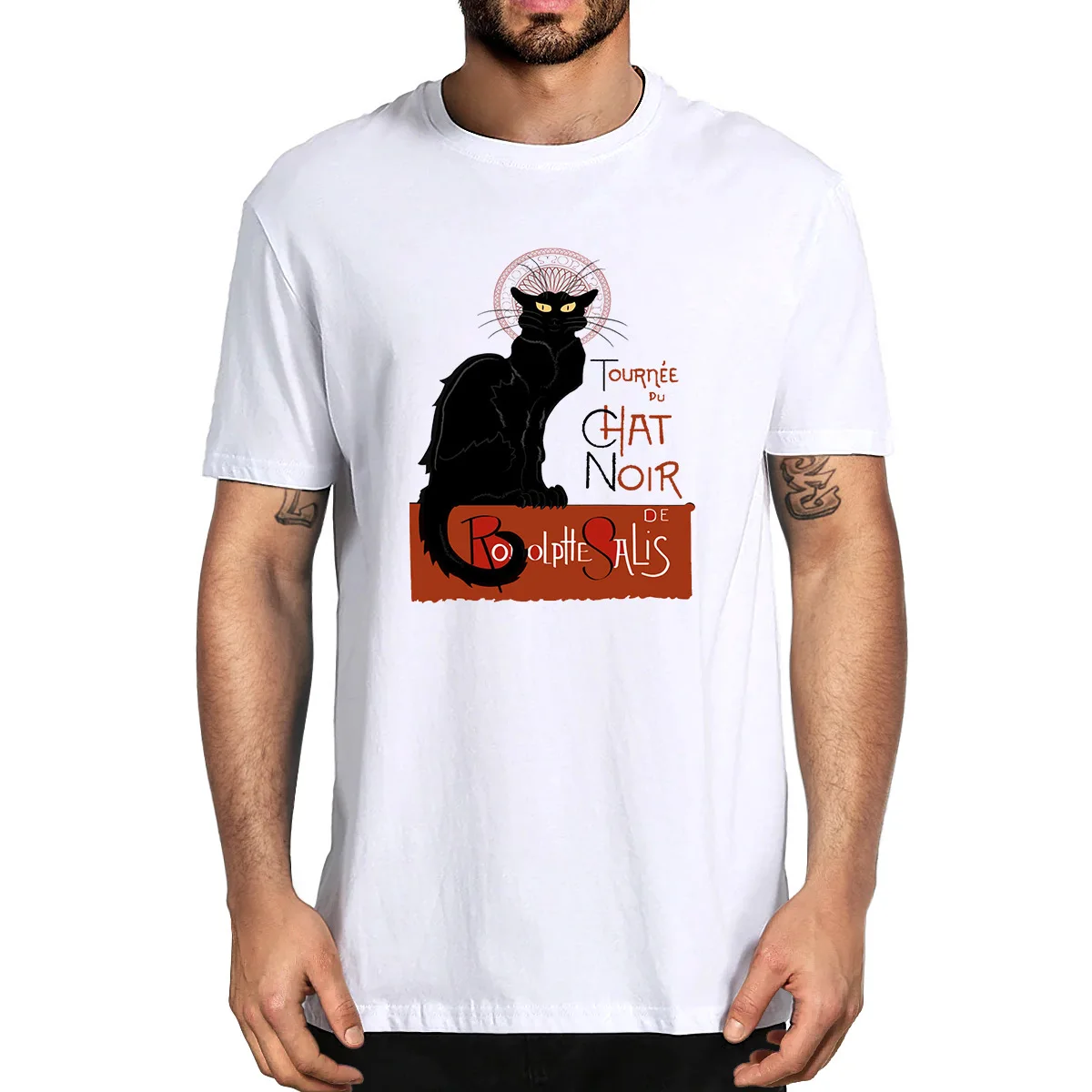 

Unisex Cotton Funny Le Chat Noir The First Modern Cabaret Summer Men's Novelty T-Shirt Harajuku Streetwear Women Soft Tops Tee