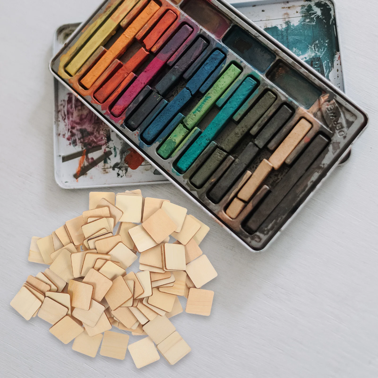 100 шт. пустые доски квадратные этикетки деревянные чипсы маленькие блоки