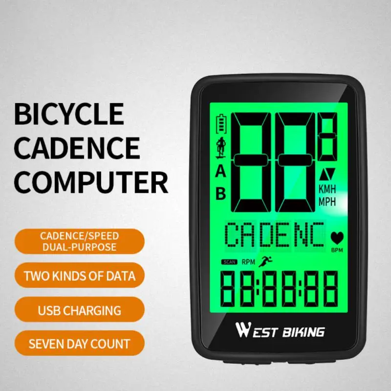 

WEST BIKING велосипедный компьютер, датчик частоты вращения педалей, спидометр, беспроводной компьютер, водонепроницаемый велосипедный компьютер с датчиком частоты вращения педалей