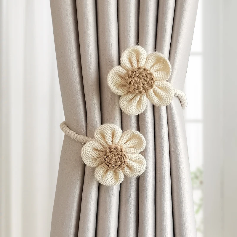 

Creative Decorative Magnetic Curtain Buckle Clips Tie Backs Rope Tiebacks A Pair High-grade Room Cute Flower Curtain Accessories