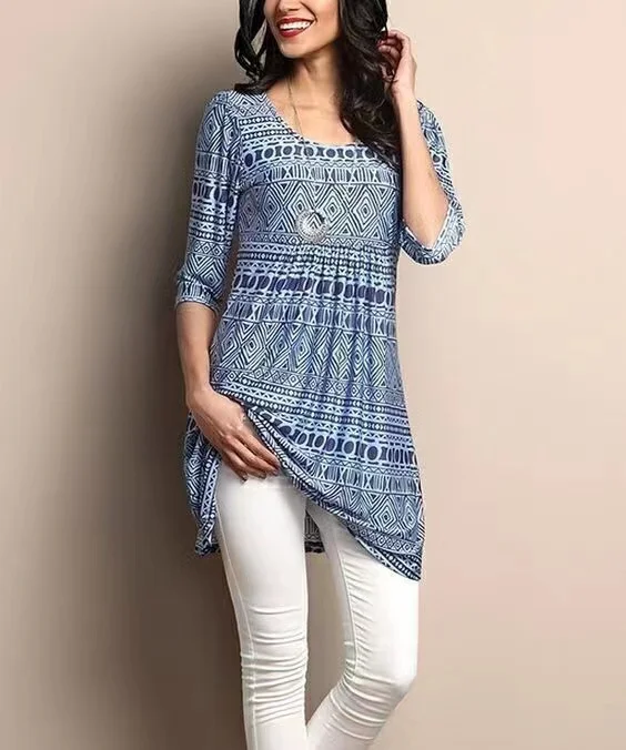 

2022 Летняя женская одежда с рукавом три четверти и круглым вырезом, модное женское мини-платье с принтом, свободные платья для женщин, повседневные женские платья