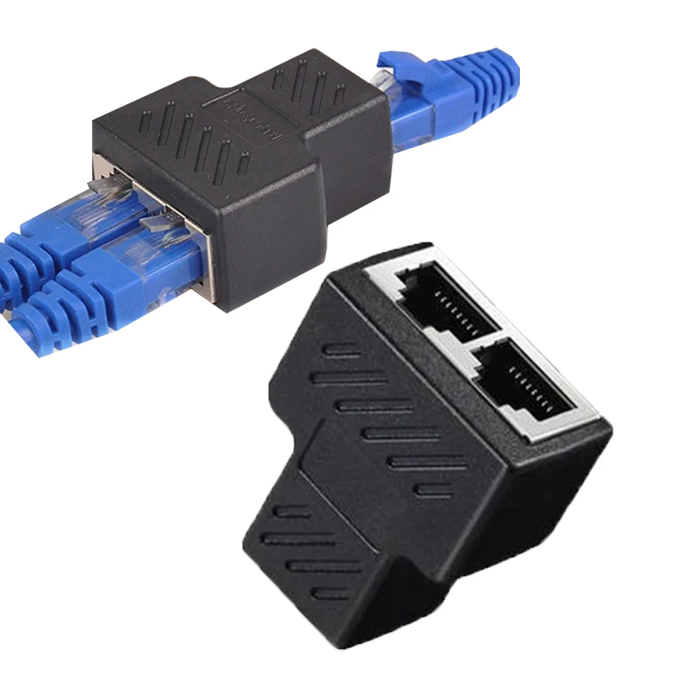 

1 To 2 Ways RJ45 Ethernet LAN Network Female Splitter Double Adapter Ports Coupler Connector Extender Plug Connector Adapter For