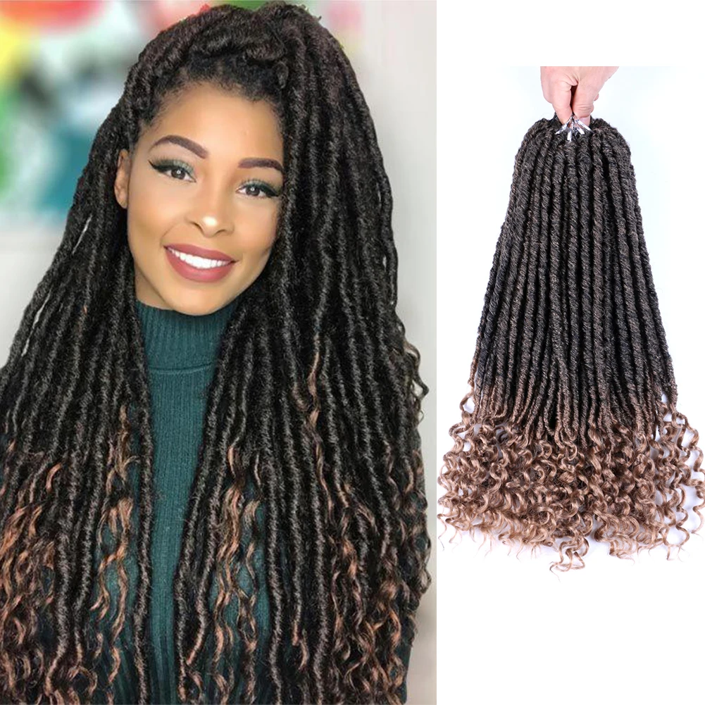 

Синтетические Искусственные косички Dairess, удлинители волос, богиня, искусственные локоны с кудрявыми концами, вязанные крючком волосы для черных женщин