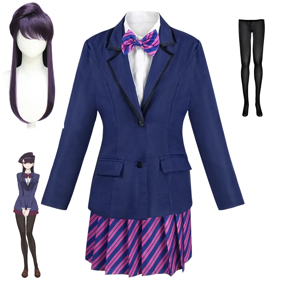 

Anime Komi Can't Communicate Komi Shoko Cosplay Costume Outfits Shirt Tie Short Wig Neck Women Anime Uniform Halloween