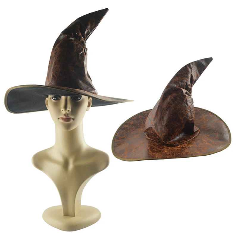 

1PC Leather Witch Wizard Hats Fashion Party Headgear Halloween Party Props Cosplay Costume Accessories for Children Adult