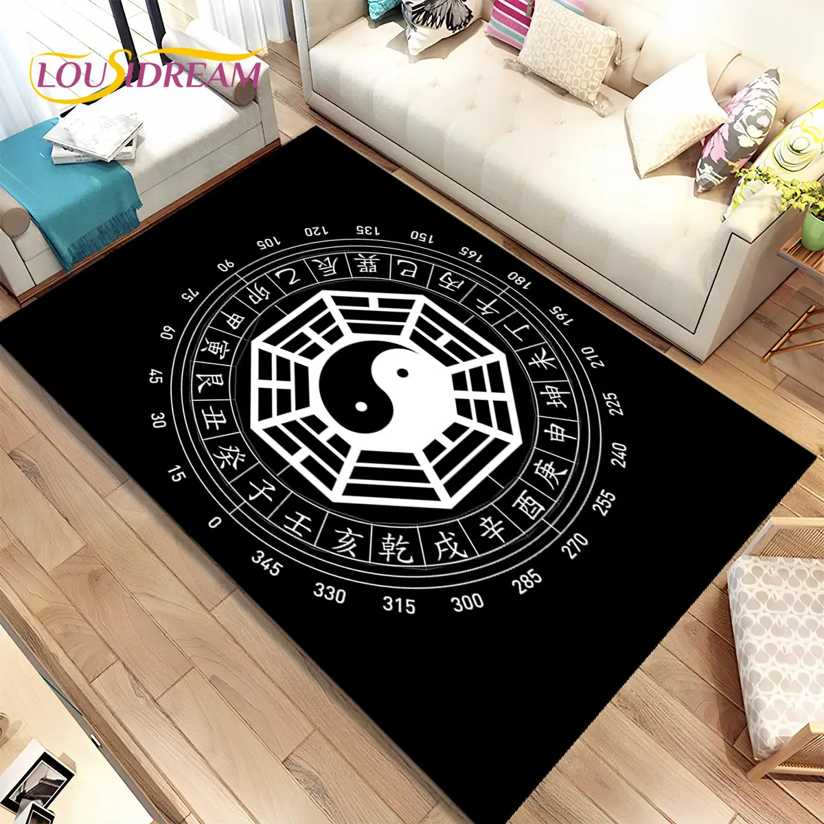 

Chinese Tai Chi Bagua Yin Yang Area Rug,Carpet Rug for Home Living Room Children Bedroom Sofa Doormat Decor,Non-slip Floor Mat