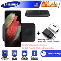 Original Samsung 2in1 Wireless Charger Pad Duo EP-P4300 For iPhone Galaxy Series Phones For Buds Series earbuds Galaxy Watch 4 3