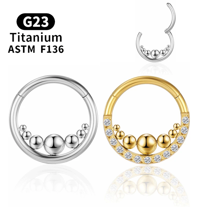 

Titanium Piercing Septum 16g Nose Ring Clicker Tragus Circular G23 Earring Labret Helix Industrial Charming Zircon Body Jewelry