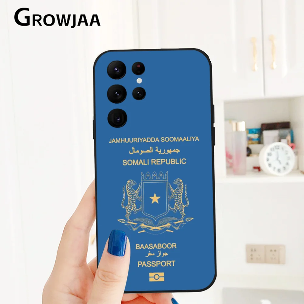 Somali Passport Pattern Phone Case For Samsung Galaxy S24 Ultra S22 S23 S21 S20 5G Protective Silicone TPU Funda