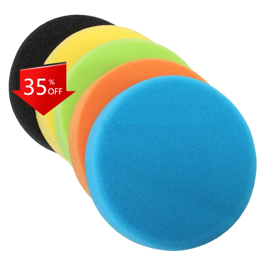 

5pcs 125mm/5-inch Flat Sponge Glass fiberglass polishing Pads Polishing Kit Car Polisher