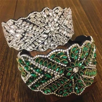 4 styles 8cm wide luxury baroque rhinestone headband for women silver green red color full crystal diamond hairband girls gift