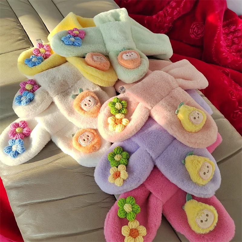 Зимние шарфы для мальчиков и девочек толстый плюшевый детский шарф с крестом