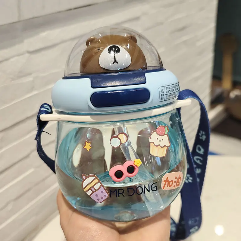 

Cute Water Bottle For Girl Tumbler With Straw 650ml Tritan Cup Free Shipping Items Kawaii Cartoon Kettle Sport Fitness Drink Jug