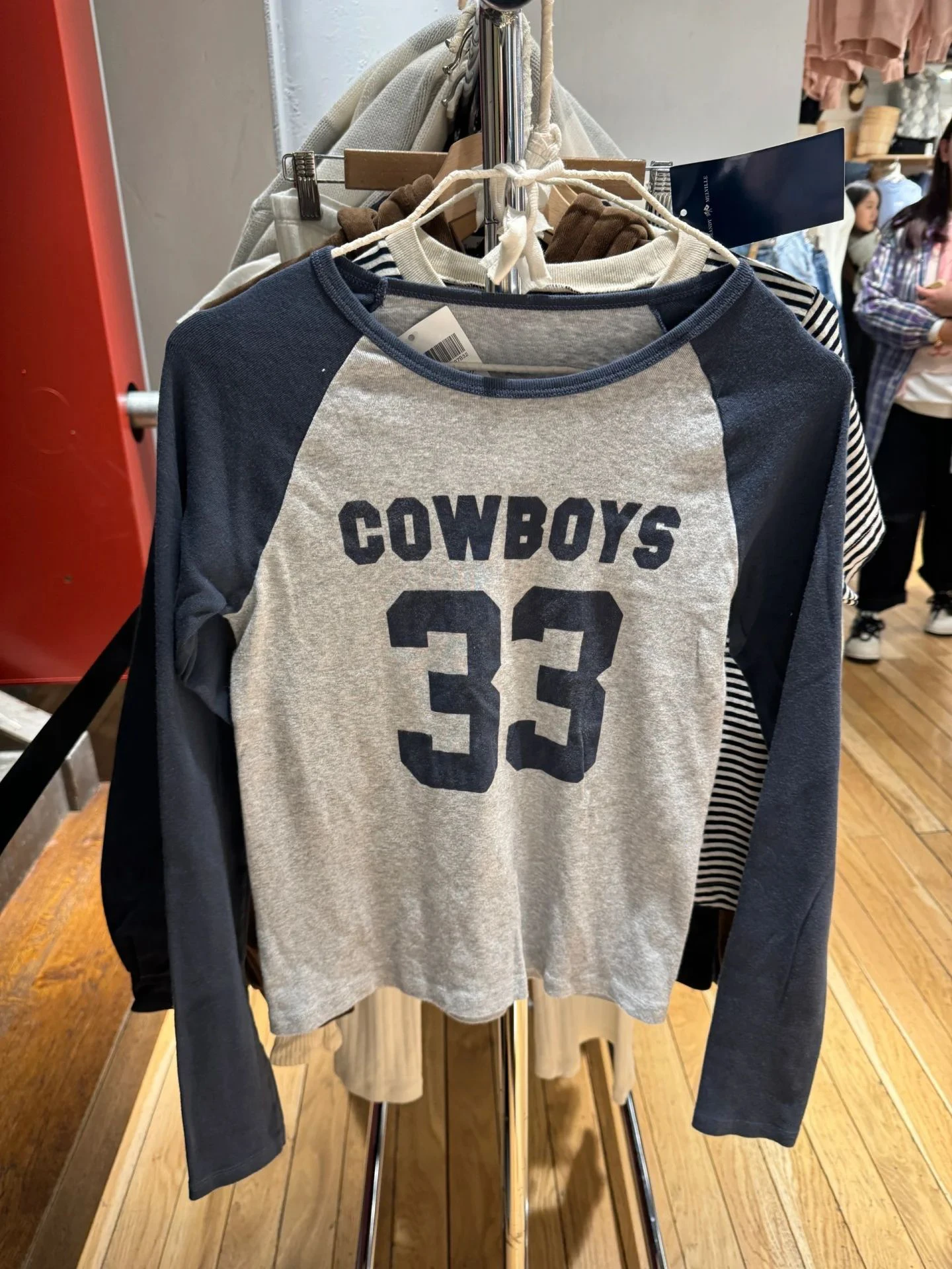 Футболка с длинными рукавами и принтом Cowboys 33 женская осенняя лоскутная