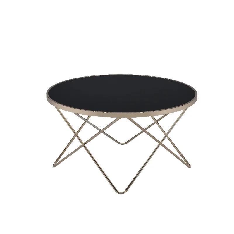 

Alluring Coffee Table, Black Glass and Gold- Saltoro Sherpi