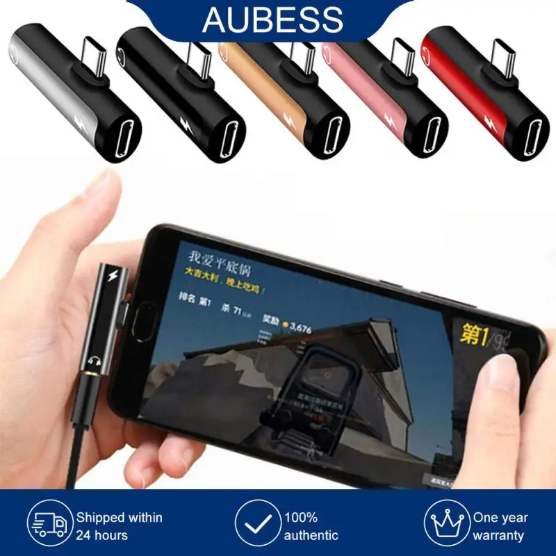 

Type C To Jack Earphone Type-c Audio Adapter 2 In 1 Jack Earphone Charge Converter Headphone Jack Otg Adapter Audio Adapter