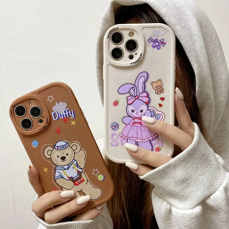 

Disney Cute StellaLou Duffy Bear Phone Case for iPhone X XR XS 7 8 Plus 11 12 13 pro MAX 13mini cover