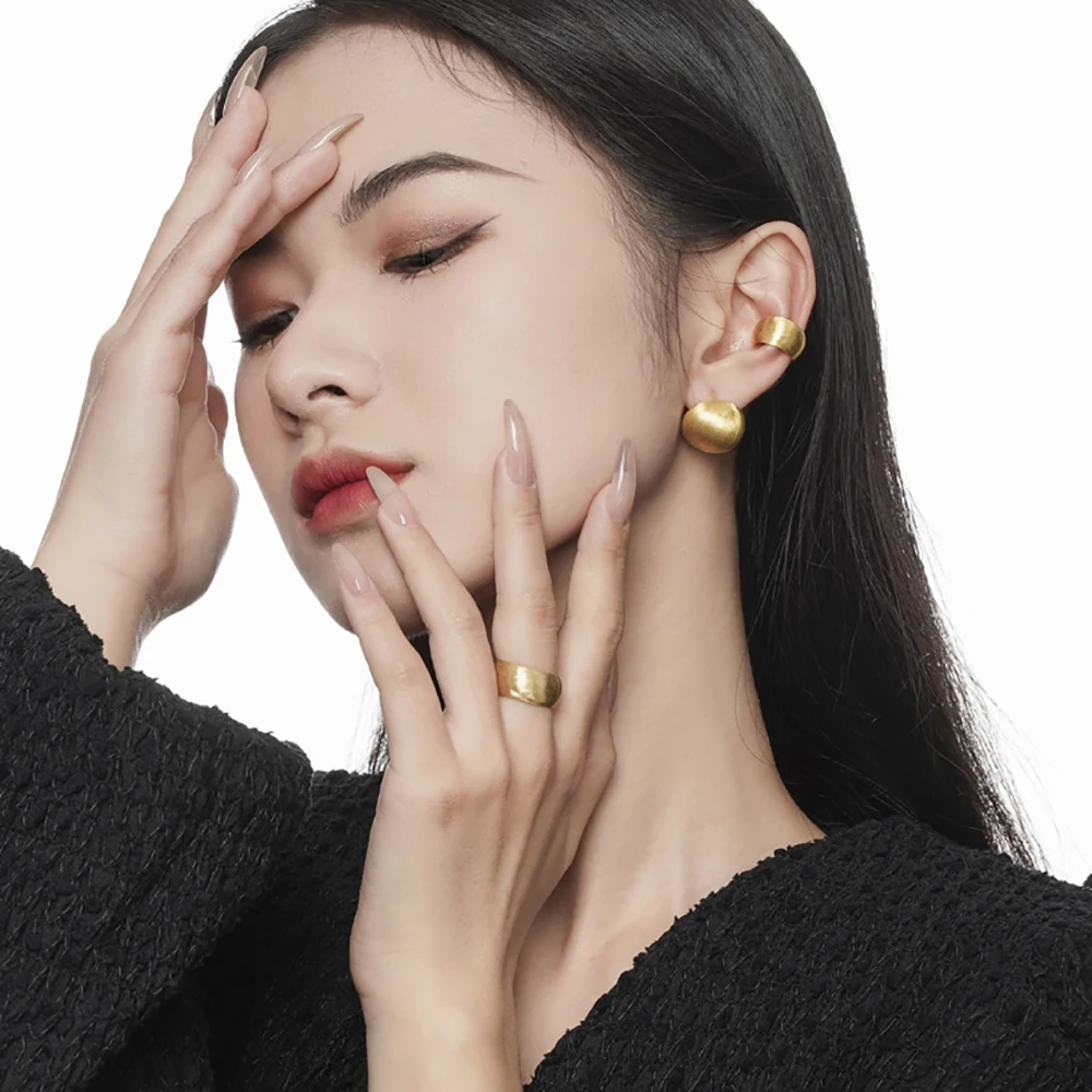 ANDYWEN 100% Стерлинговое Серебро 925 пробы Золотая текстура Большая искусственная