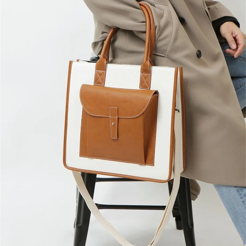 New Japanese-style Men's Handbag Commuter Briefcase College Student Shoulder Crossover Bag Large Capacity Business Tote Bag