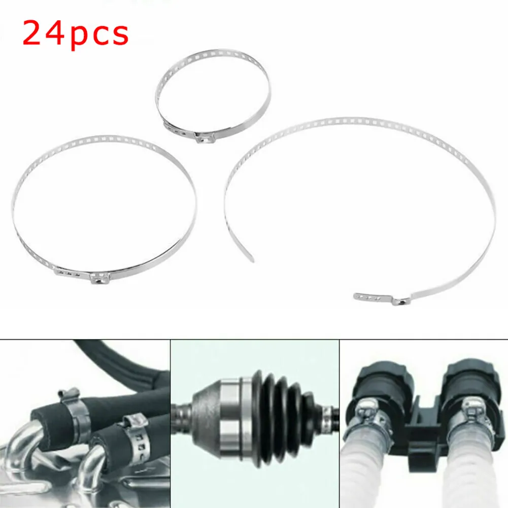 

24pcs Stainless Steel Adjustable AXLE CV Joint Boot Crimp Clamp Kit Drive Shaft Axle Joint Clip 25-50mm 50-120mm