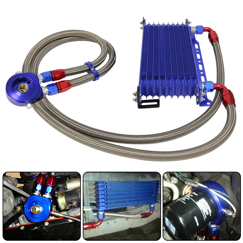 W/bracket + Aluminum Filter Hose End Kit Blue/black For 350z  4g63