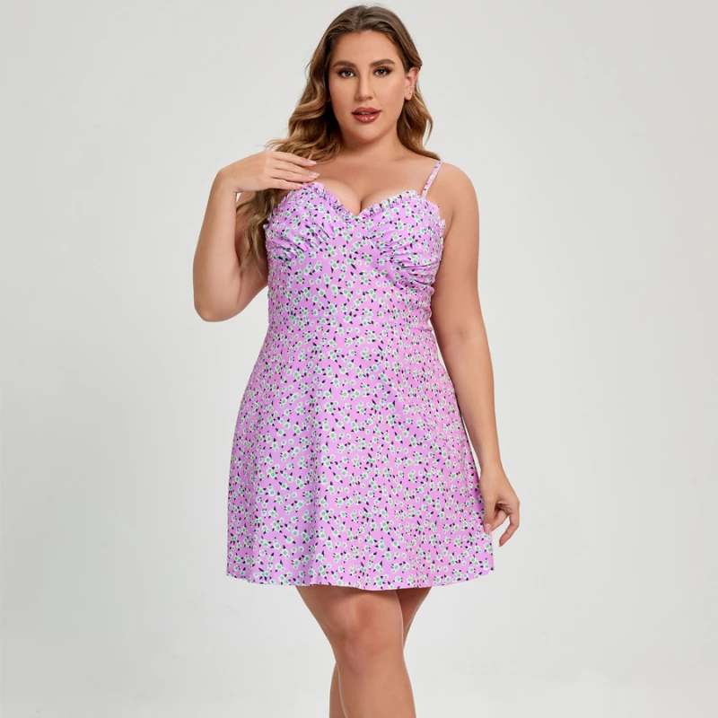 

Women's Plus Size Dress Purple Sexy V Neck Spaghetti Strap Sleeveless Dress Summer Fashion Backless Harajuku Party Mini Dress