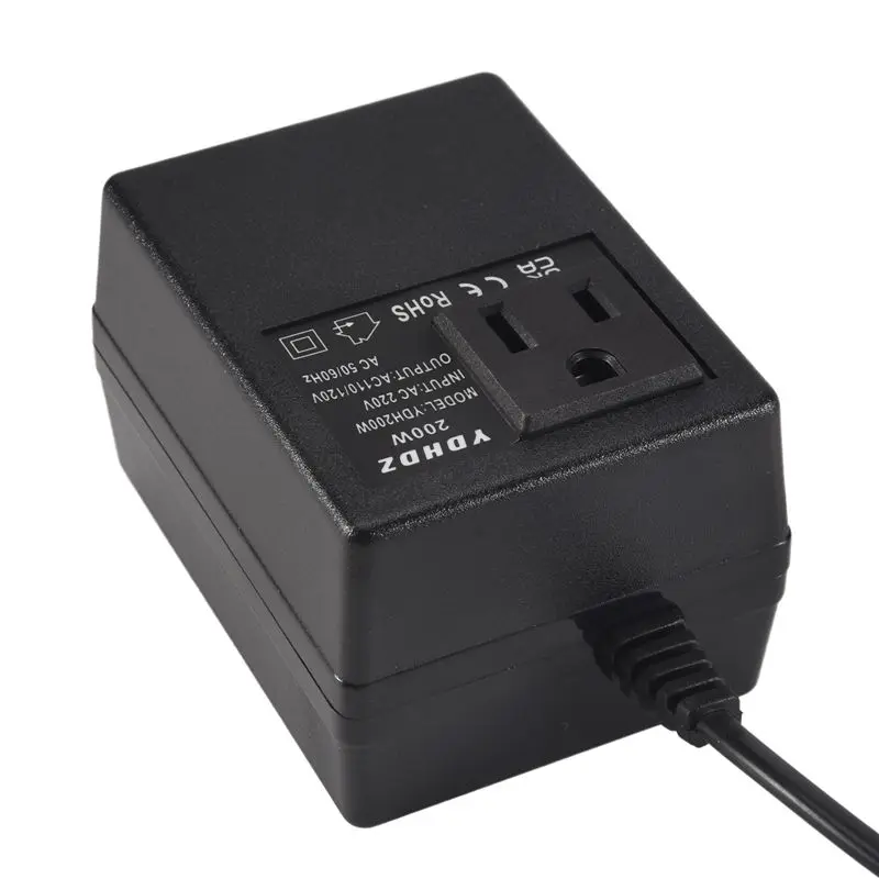 Фото ABKQ-1 PCS 200W Преобразователь напряжения 220В в 110В, понижающий трансформатор для путешествий, с вилкой стандарта США №4