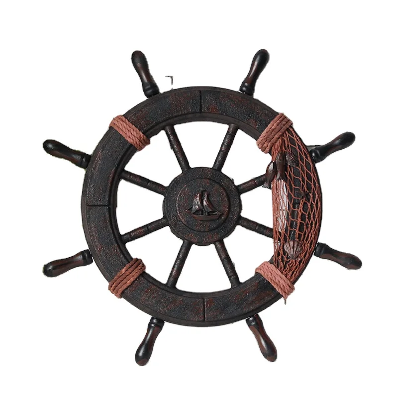 

Mediterranean Nautical Wooden Boat Ship Wheel Helm Bar Home Wall Party Decoration Wooden Creative Color Steering Wheel Helmsman