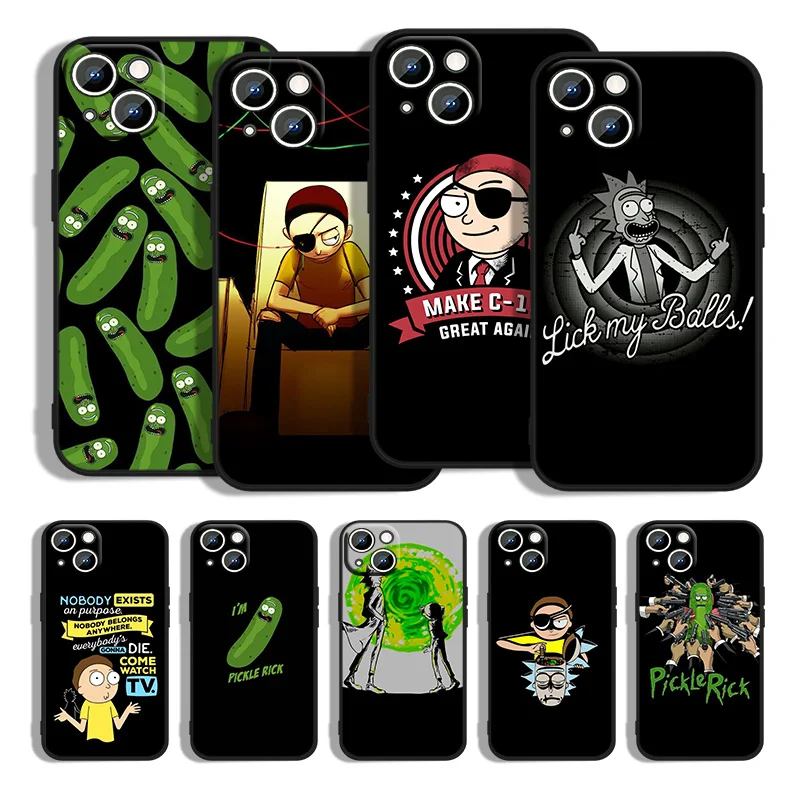 

Anime Rick Cool Phone Case For Apple iPhone 14 11 12 13 Max Mini 5 6 7 8 S SE X XR XS Pro Plus Black Funda Cover Soft Back Capa