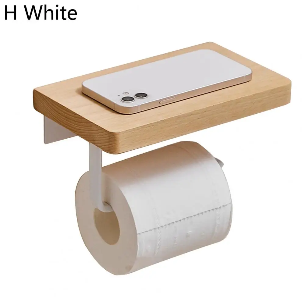 

Tissue Rack Practical Punch Free Dual Bathroom 2-in-1 Sundries Shelf Storage Toilet Paper Holder for Dorm