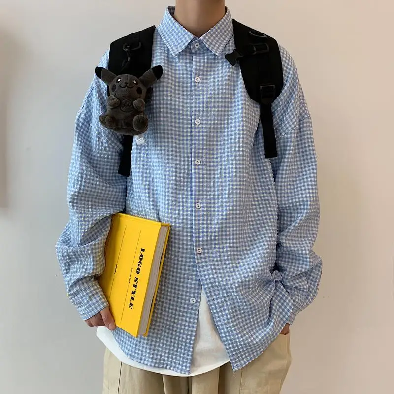 

Рубашка мужская клетчатая с длинным рукавом, в деловом стиле