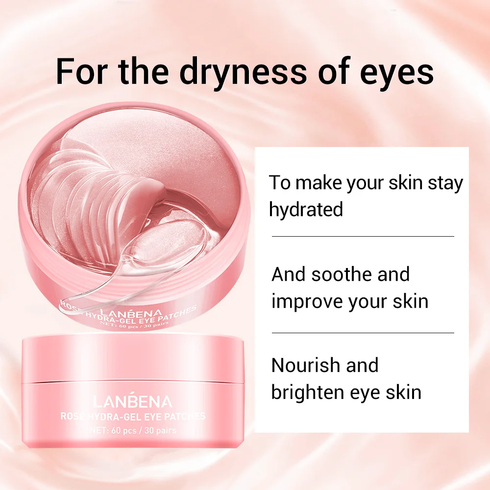 

LANBENA Rose Hydra Gel Eye Mask Crystal Collagen Deeply Moisturizes Nourish Brighten Skin Care Sticker Korean Cosmetics 60PCS
