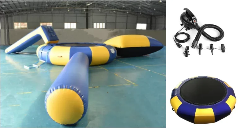 Плавающие надувные водные батуты Aqua Jump со горкой для парка развлечений